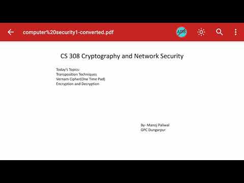 CS308 Vernam Cipher and Encryption & Decryption By Manoj Paliwal GPC Dungarpur