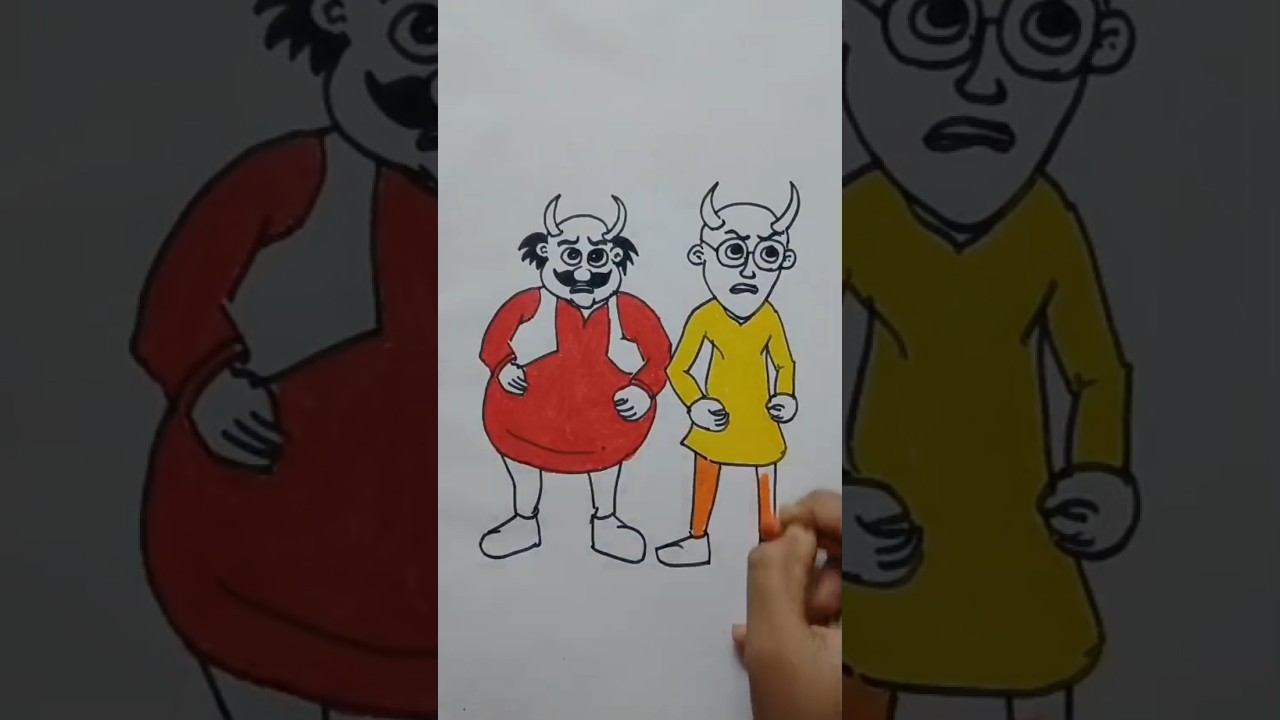 Easy Motu Patlu Drawing Tutorial for Kids 🎨
