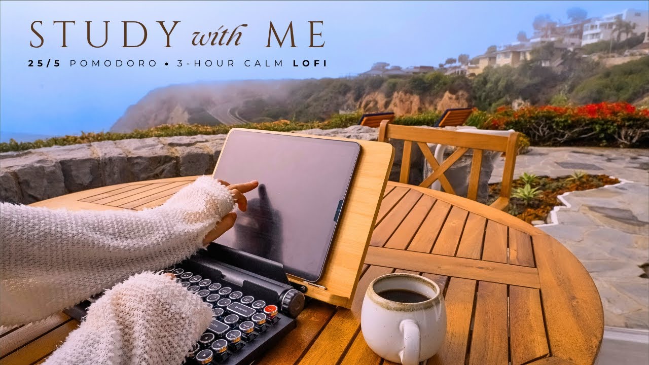 3-Hour Focus & Relaxation Study Session 🌊 | Lofi Beats & Ocean Sounds with Pomodoro Technique