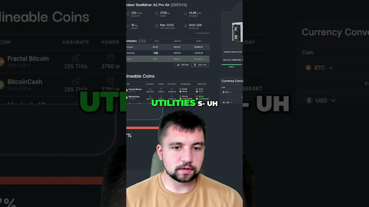 New Bitcoin Miner! $6.11 Profit Daily? Mining Hardware Review #shorts