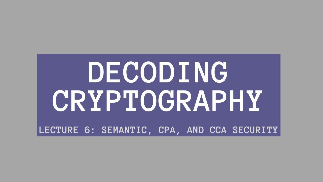 Cryptography Lecture 6: Understanding Semantic, CPA & CCA Security 🔐