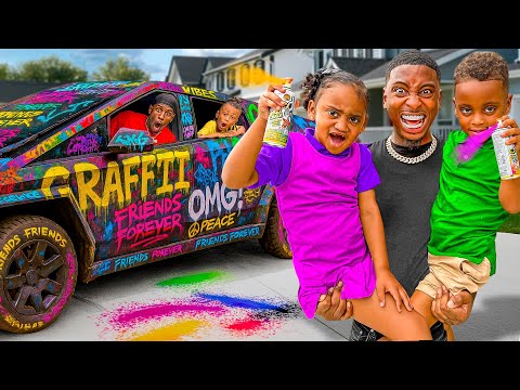 We SNUCK to LONDYN’S Crush’s House & PAINTED His DAD Cybertruck!