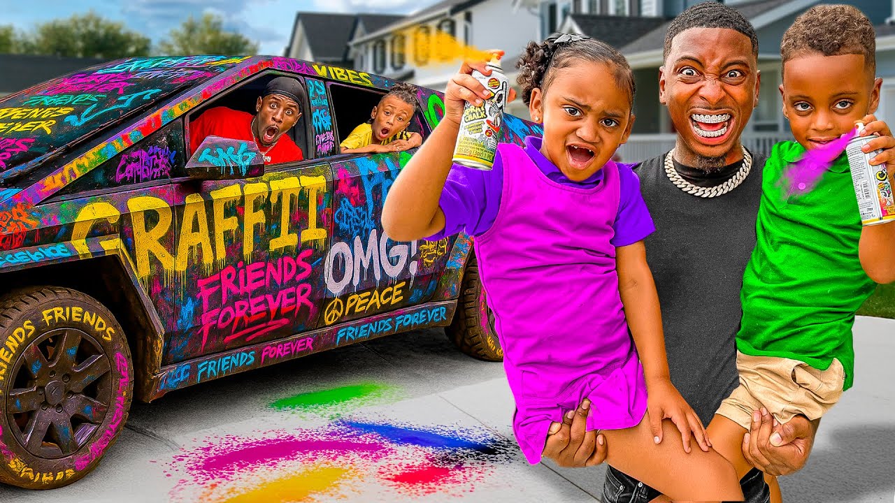 Sneaking into Londyn’s Crush’s House & Painting His Dad’s Cybertruck! 🚗