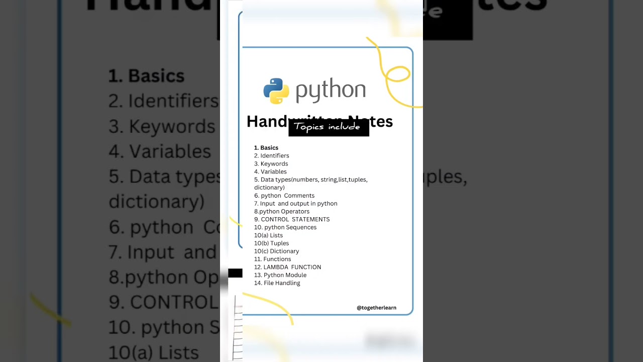 Python Handwritten Notes | Python Programming