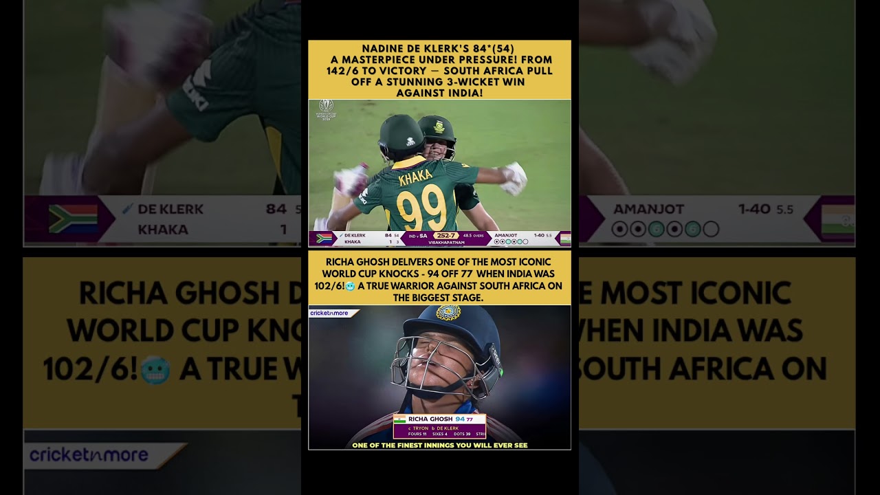 Nadine de Klerk's Stellar 84 Sparks South Africa's Exciting Victory Over India! 🏏