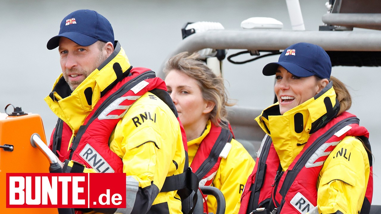 Im Rettungsboot erleben Kate & William Action im ungewohnten Look