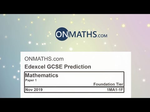 2019 Nov Predicted Maths GCSE Paper 1 Edexcel (Foundation Paper 1) Non Calculator Exam 1MA1/1F