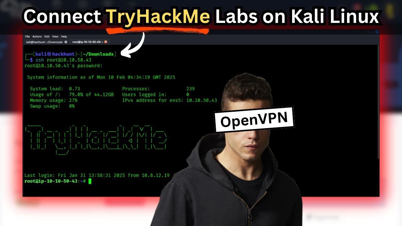 Connect to TryHackMe Labs with OpenVPN (Kali Linux) | SSH into AttackBox