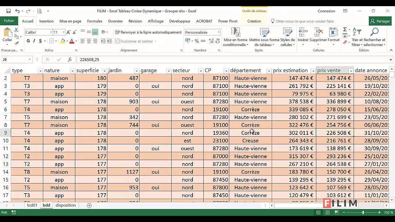 Excel - 3 Avancé - Cours Tableau Croisé Dynamique 3 Grouper