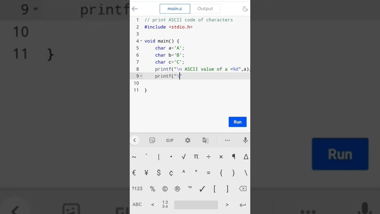 Learn How to Print ASCII Codes of Characters in C Programming! #Shorts 😎