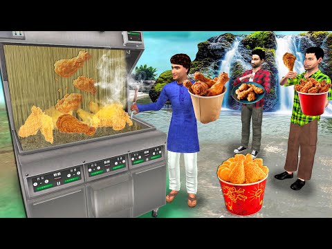 Waterfall Fried Chicken Street Food KFC Chicken Eating Comedy Hindi Kahaniya Hindi Moral Stories