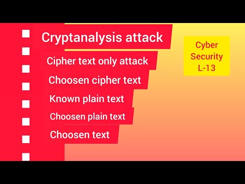 Cyber Security L-13 | cryptanalysis attacks| cipher text attack |plain text attack| choosen text