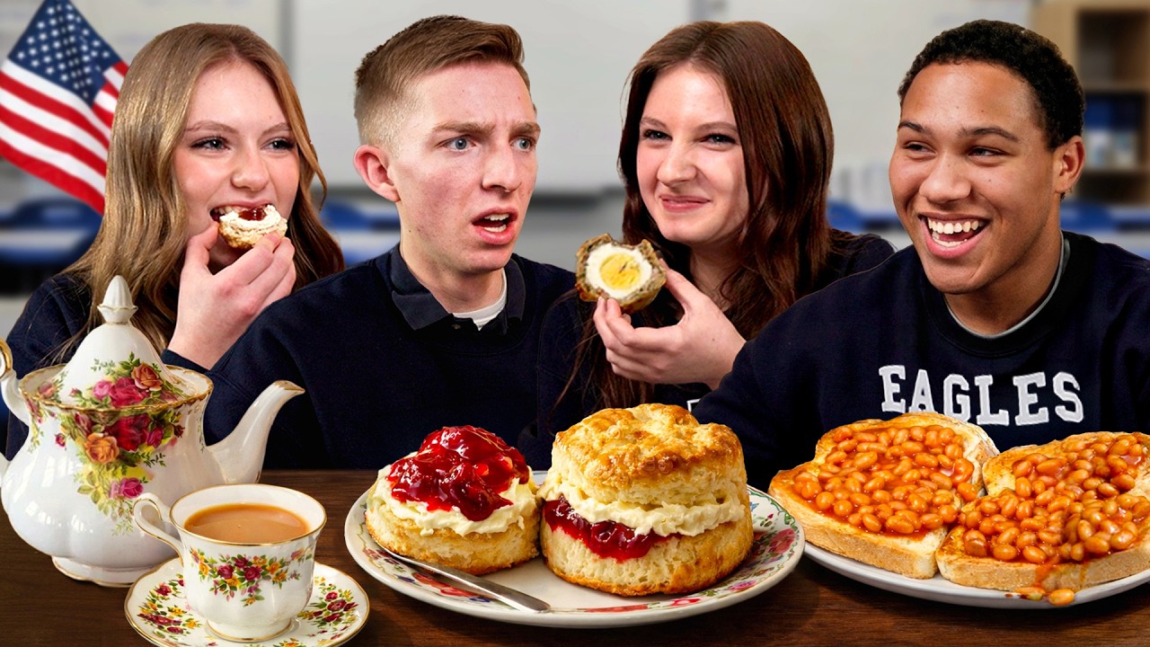 American Highschoolers try REAL British food for the first time!