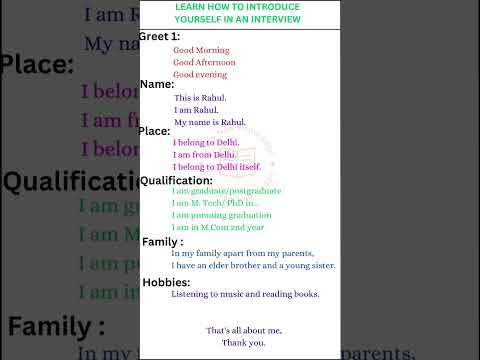 How to Introduce Yourself In Interview ||#short #interview