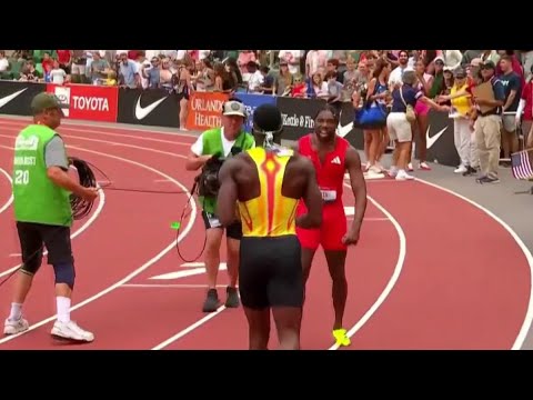 Noah Lyles pushed in the back by Kenny Bednarek after 200m race | NBC4 Washington