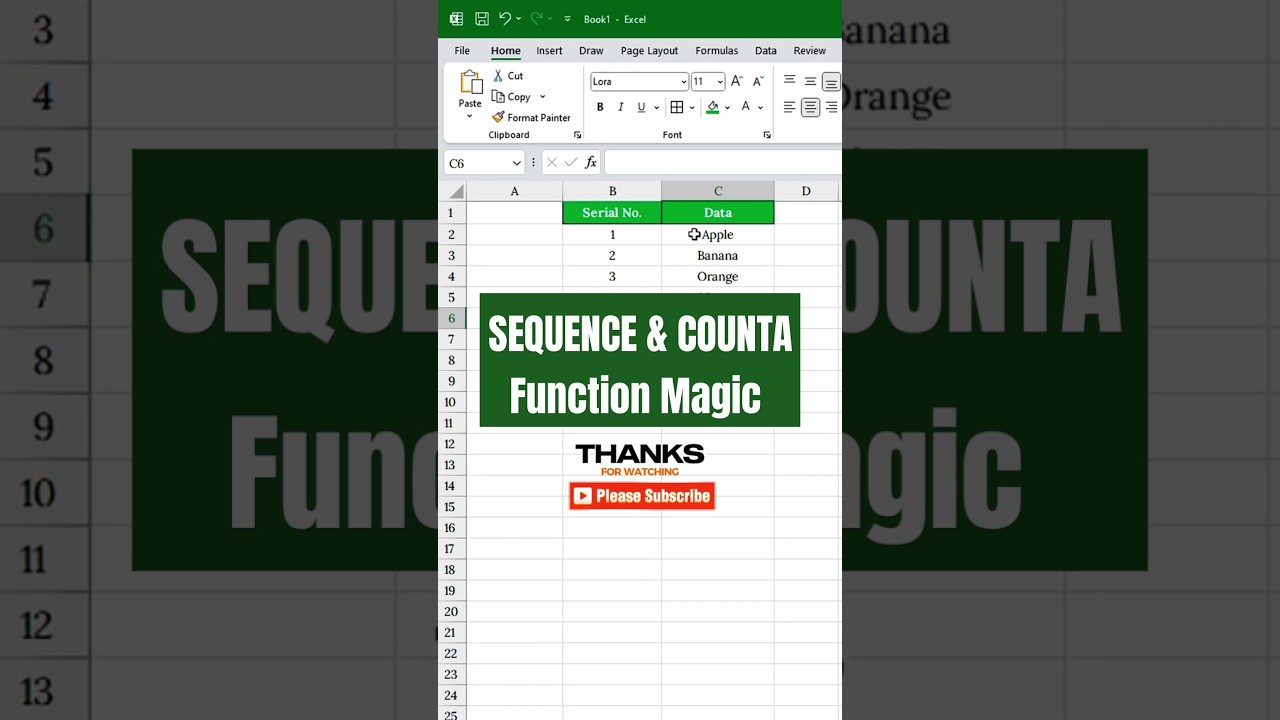 Excel SEQUENCE & COUNTA: Auto Serial Numbers π