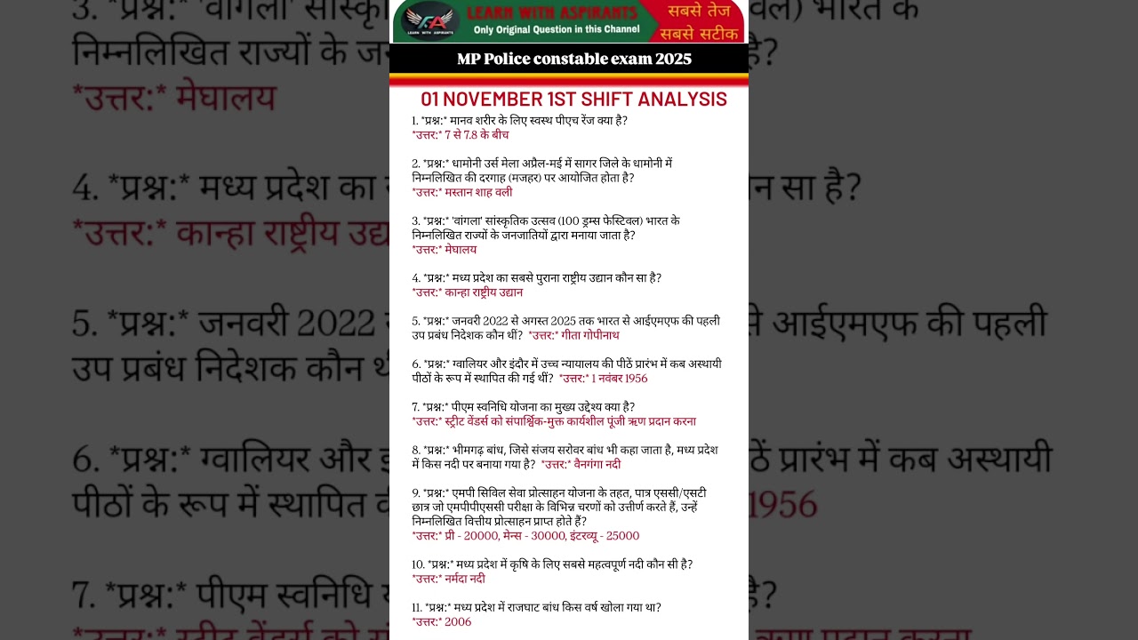 Comprehensive MP Police Constable Exam 2025 Analysis & Solutions 📝