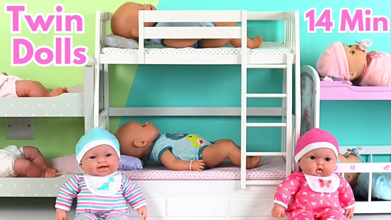 14 Min of Twin Baby Dolls: Feeding & Bedtime Routine👶