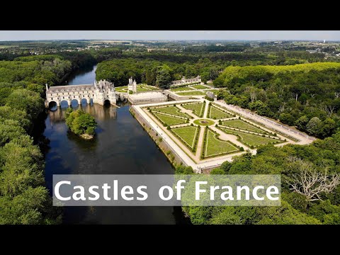 Castles. Loire and central France, drone 4K