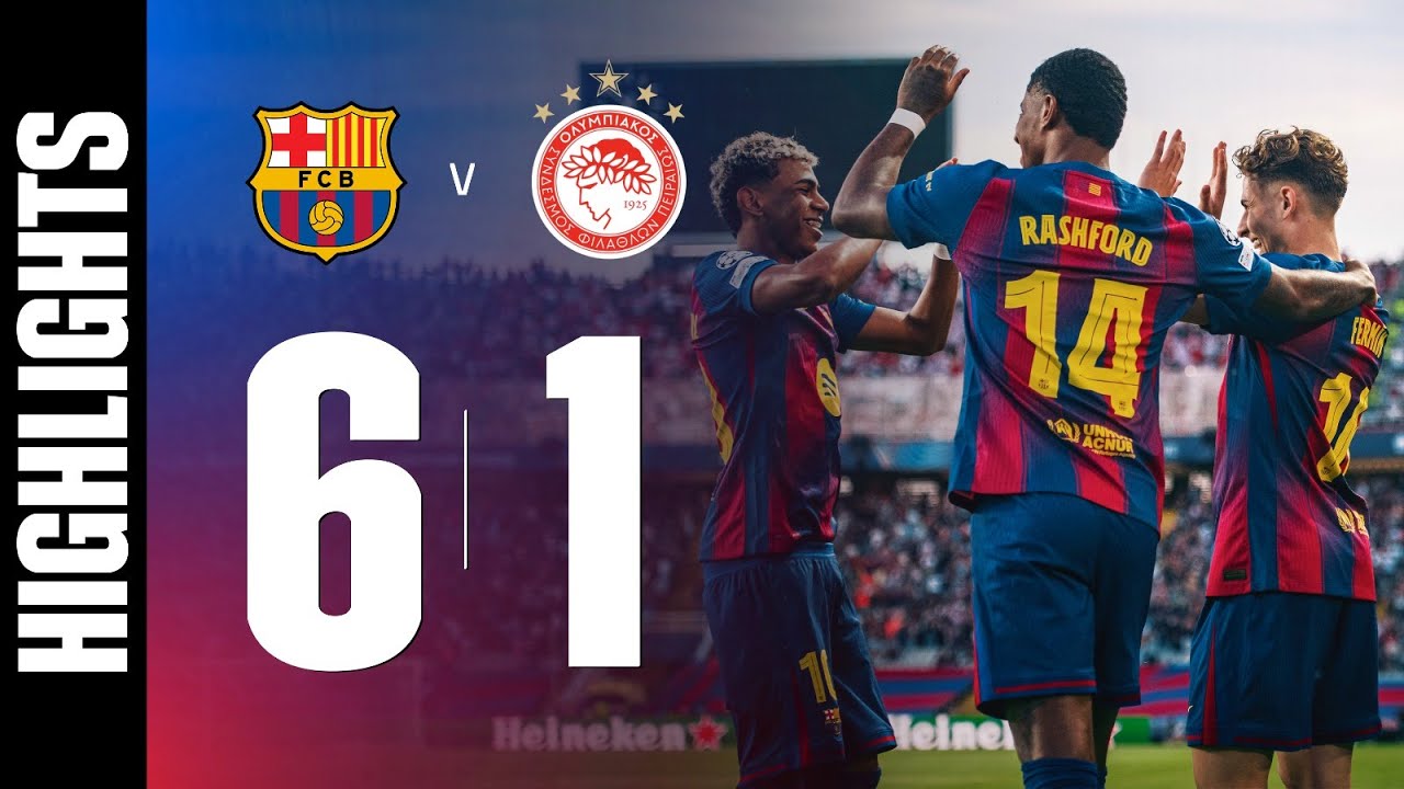 FC Barcelona Dominates Olympiacos 6-1 in UEFA Champions League ⚽