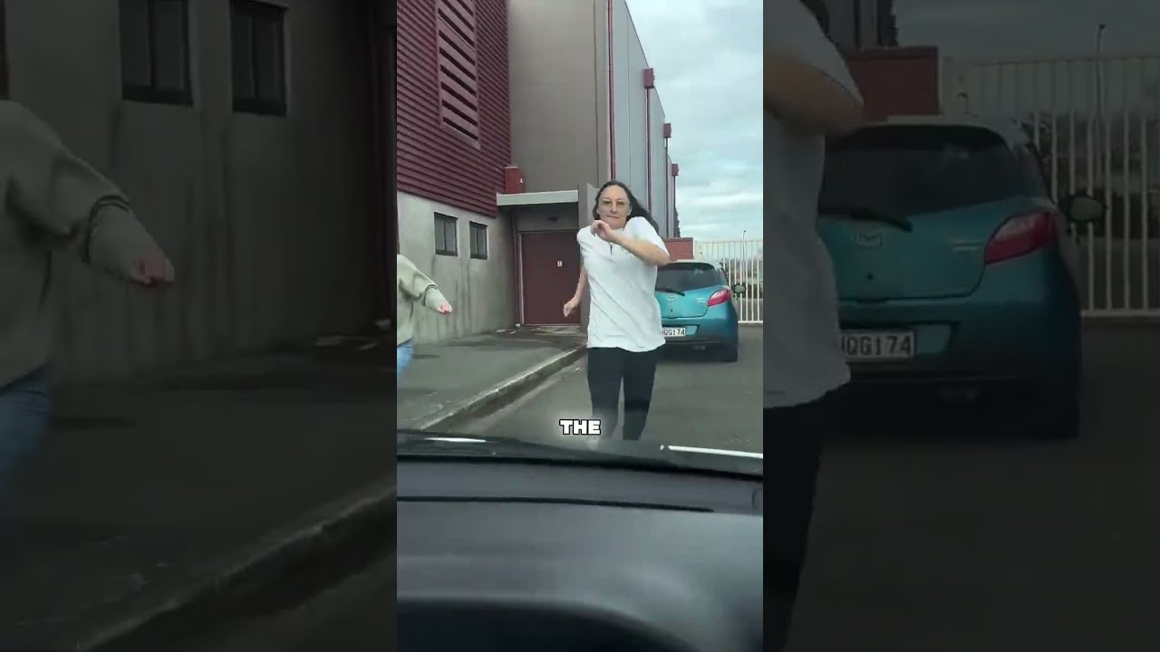 Woman Jumps on Car Windshield! 😬