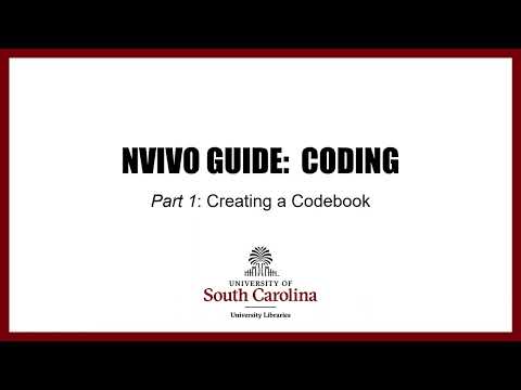 NVivo Coding (creating a codebook) Part I