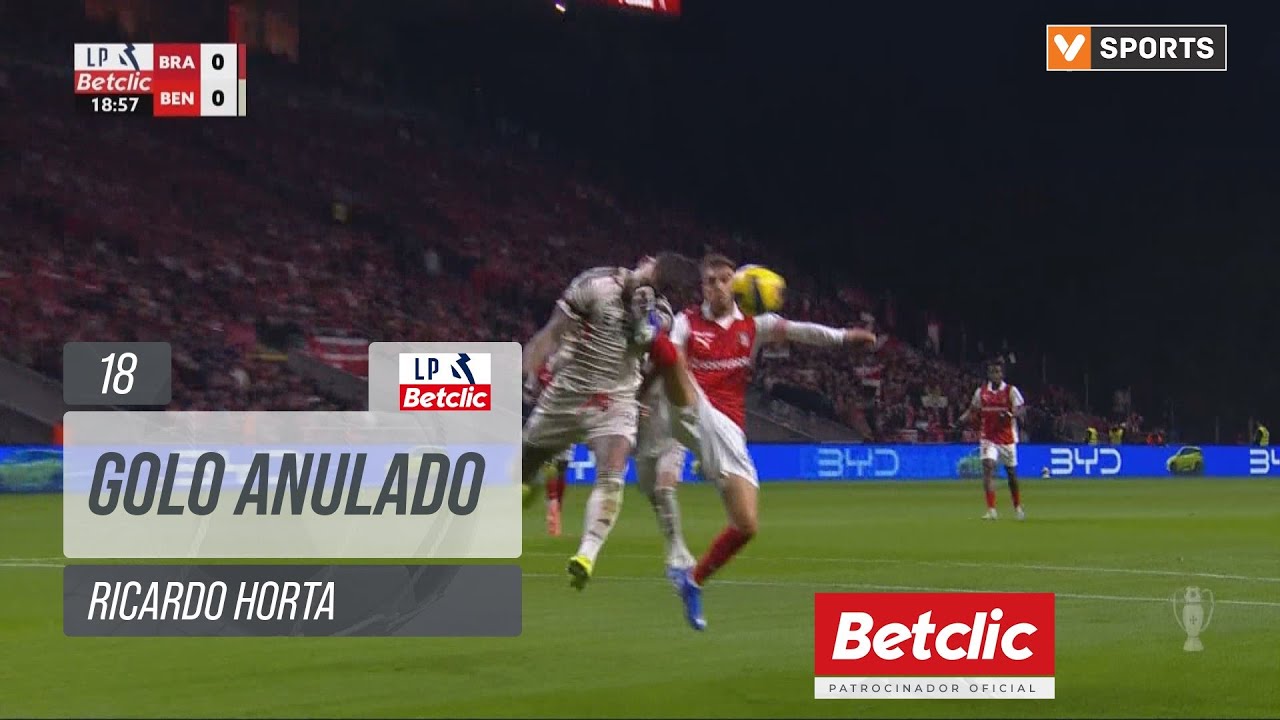 Gol de Ricardo Horta anulado no Braga vs Benfica ⚽