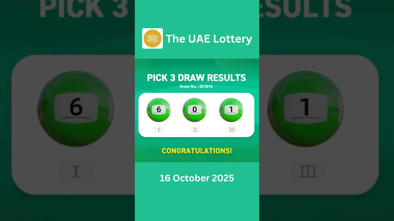 THE UAE LOTTERY DRAW | PICK 3 | OCTOBER 16, 2025