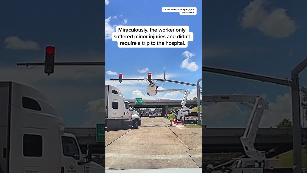 Utility Worker Nearly Hit by 18-Wheeler While Repairing Traffic Light in Louisiana π§