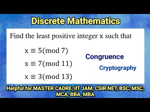 Congruence - Cryptography | Discrete Mathematics | MASTER CADRE| IIT JAM | GATE | BBA | MBA | MCA |