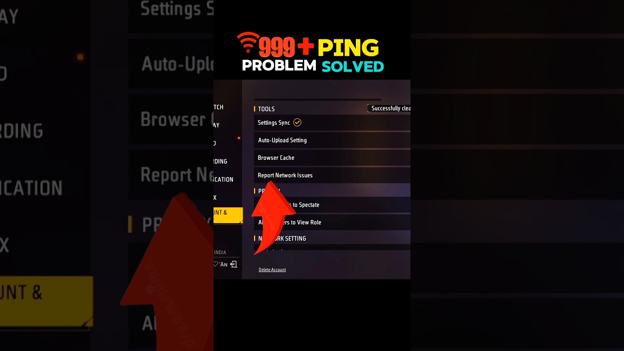 How To Solve 999+ Ping Problem Free Fire | solved Network issue in Free Fire #shorts