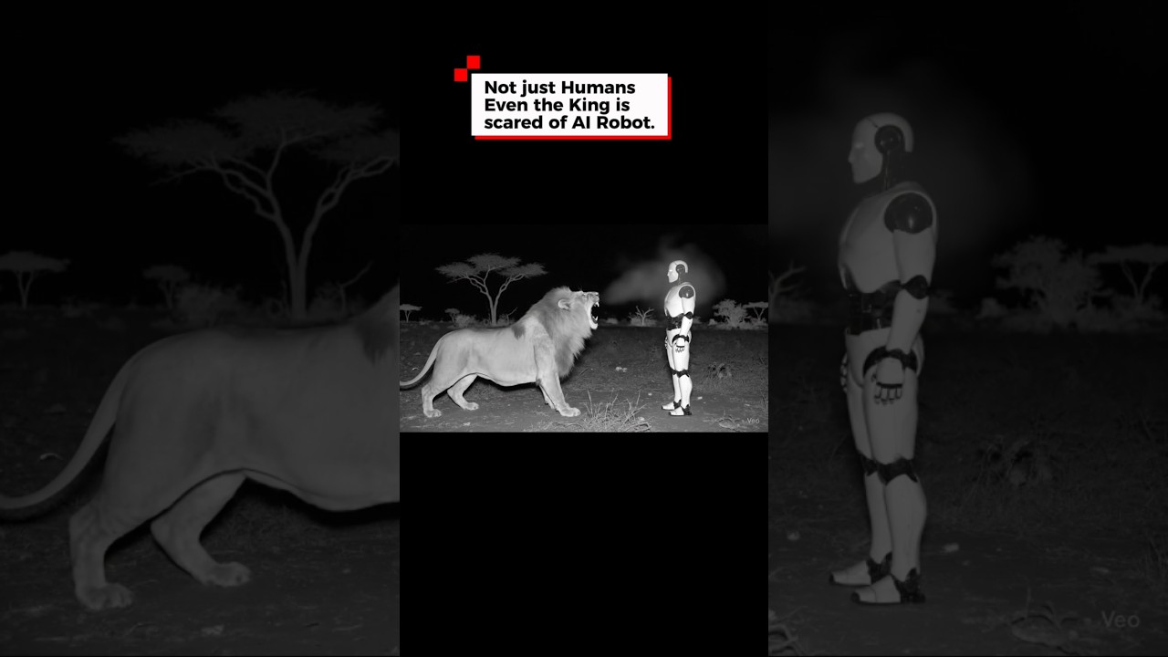 Lion Encounters AI Robot: Unbelievable Interaction 🦁🤖