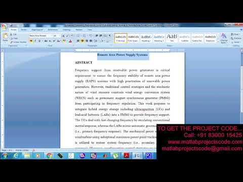 Enhanced Frequency Regulation Using Multilevel Energy Storage in Remote Area Power Supply-2019-20