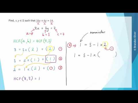 Using the Euclidean algorithm to find solutions to linear Diophantine equations - Ex 1