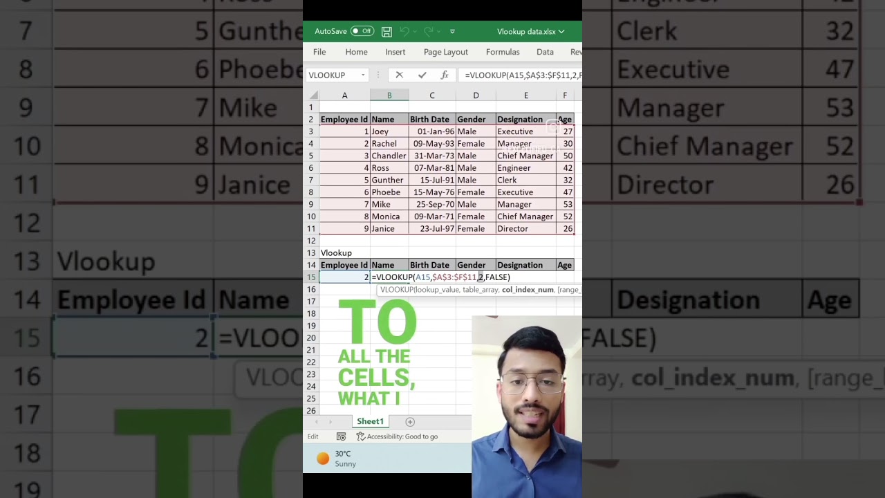 VLOOKUP for Multiple Columns in Excel π