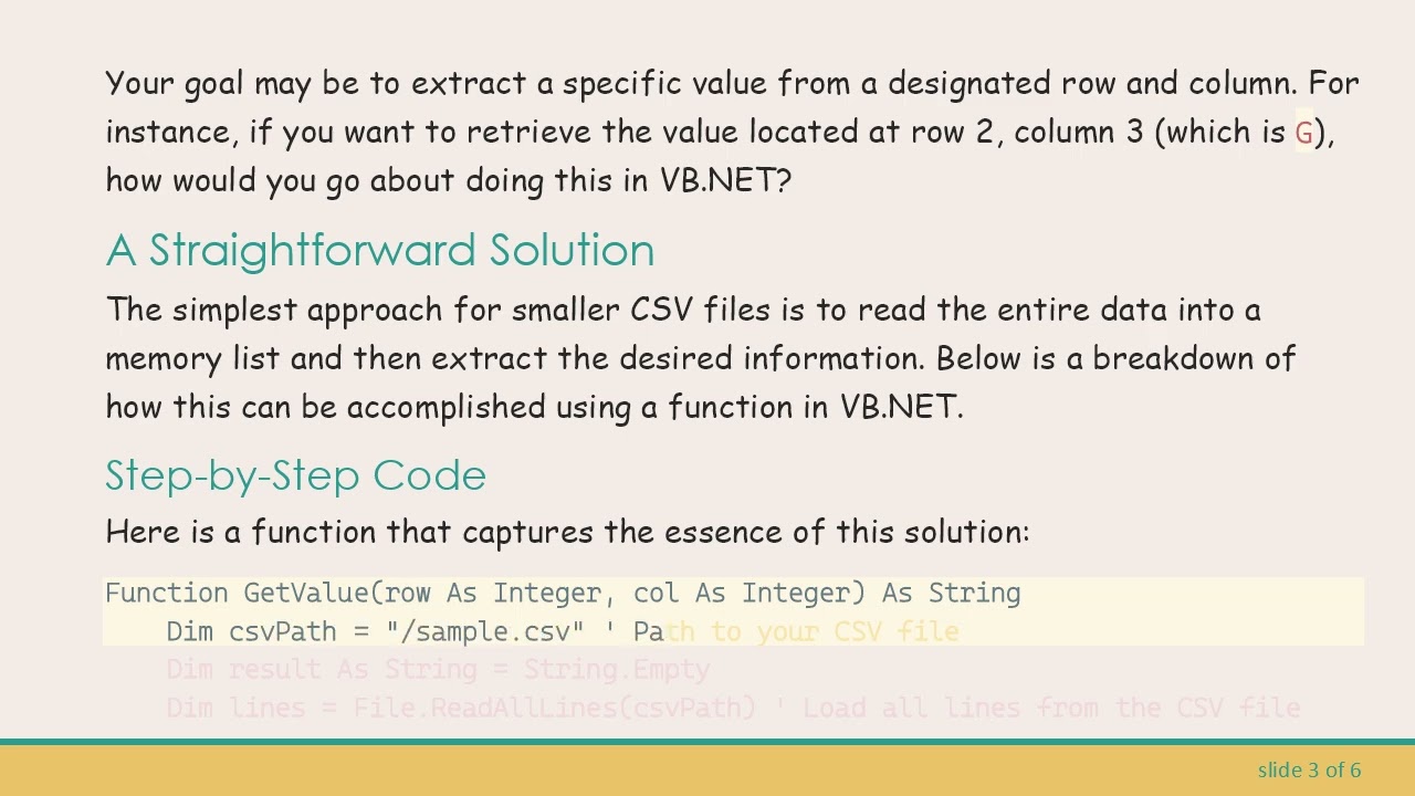 VB.NET: Extract a Cell Value from CSV File