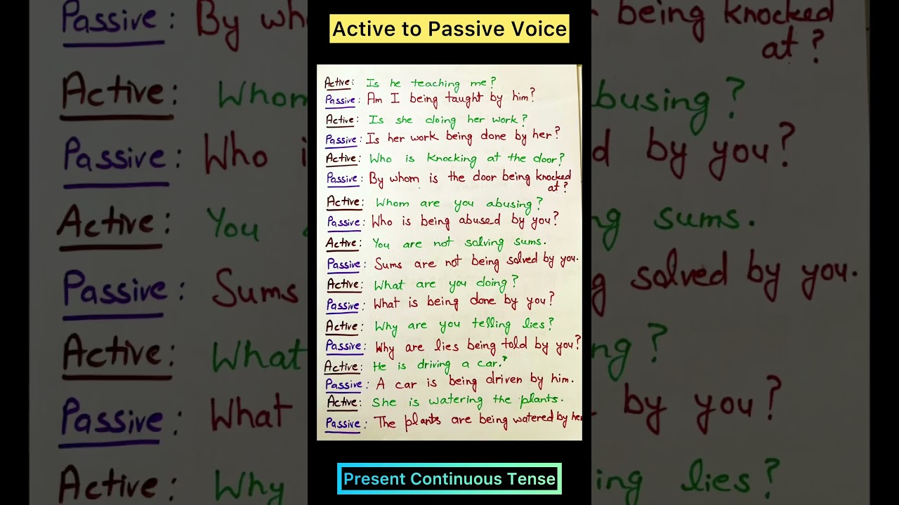 Convert Present Continuous to Passive Voice 🎥