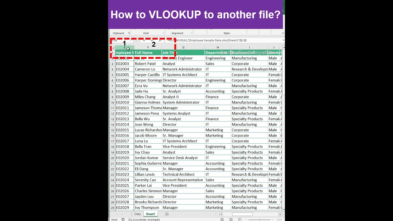 VLOOKUP to Find Employee Name from Another File