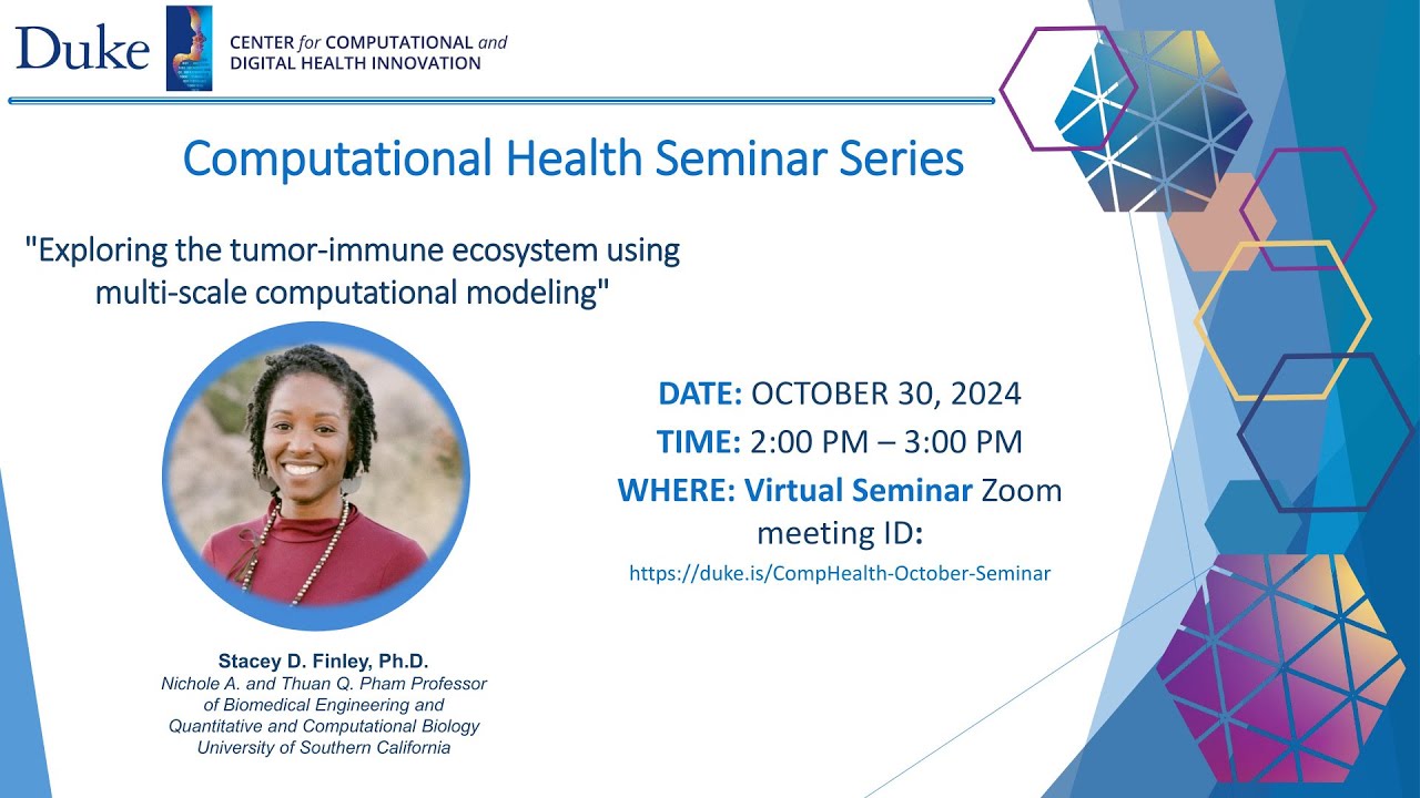 Join the Computational Health Seminar with Prof. Stacey Finley 🧬