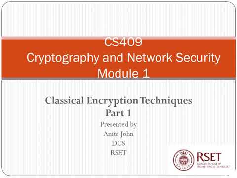 CS409 Cryptography Module 1 Encryption techniques Part 1