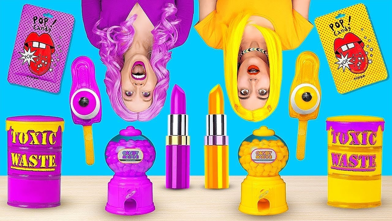 Hanya Makan Satu Warna Seharian! Ungu vs Kuning 🍽️ | 123 GO! FOOD