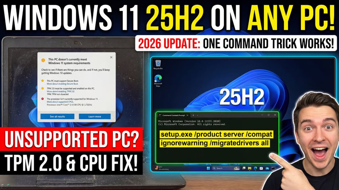 Install Windows 11 on Unsupported PCs (This ONE Command Still Works in 2026)
