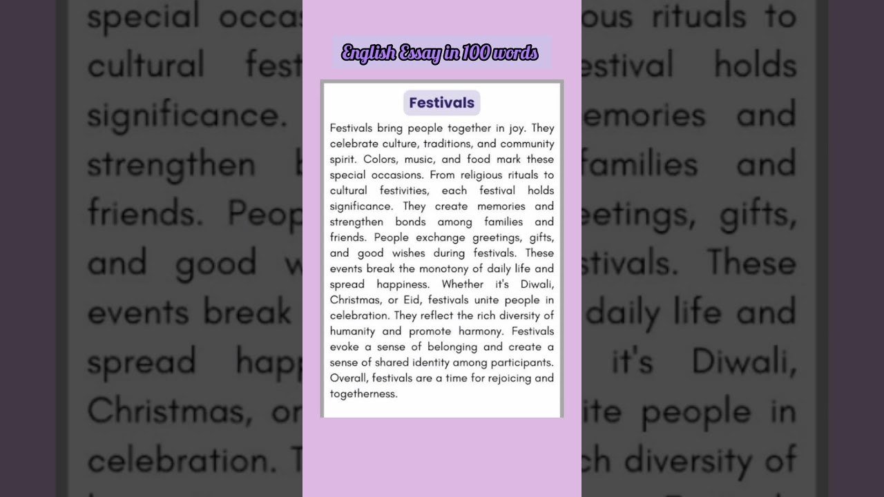 Festivals in 100 Words 🎉