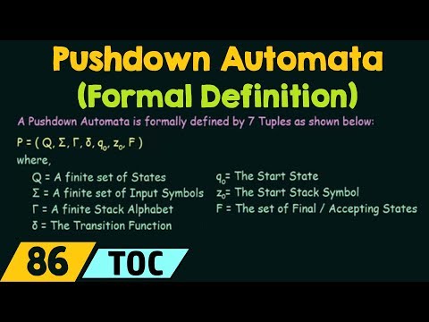 Pushdown Automata (Formal Definition)