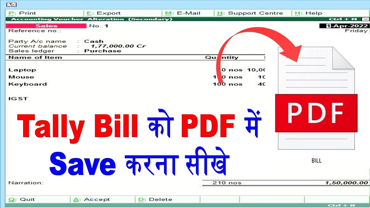 Tally Bill PDF Download and Export Guide