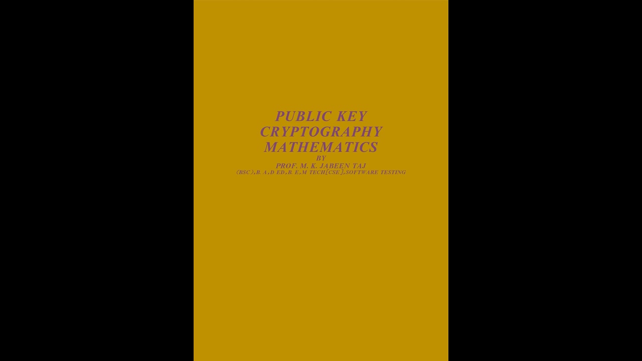 Discover 'Public Key Cryptography Mathematics' 📘 by Prof. M.K. Jabeen Taj - Now Available as PDF!