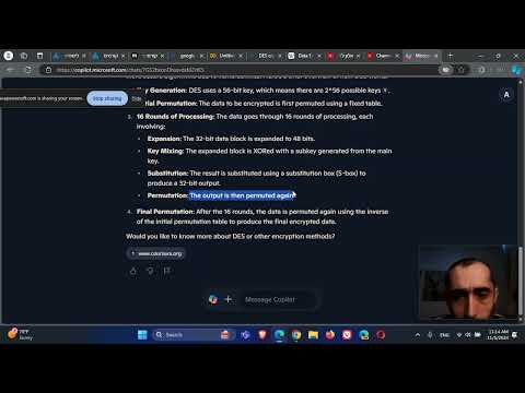 Cryptography Symmetric cryptography Working on a Question on DES