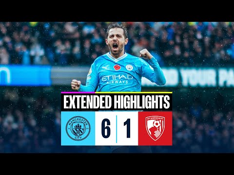 EXTENDED HIGHLIGHTS | Man City 6-1 Bournemouth | Doku dazzles as city hit six!