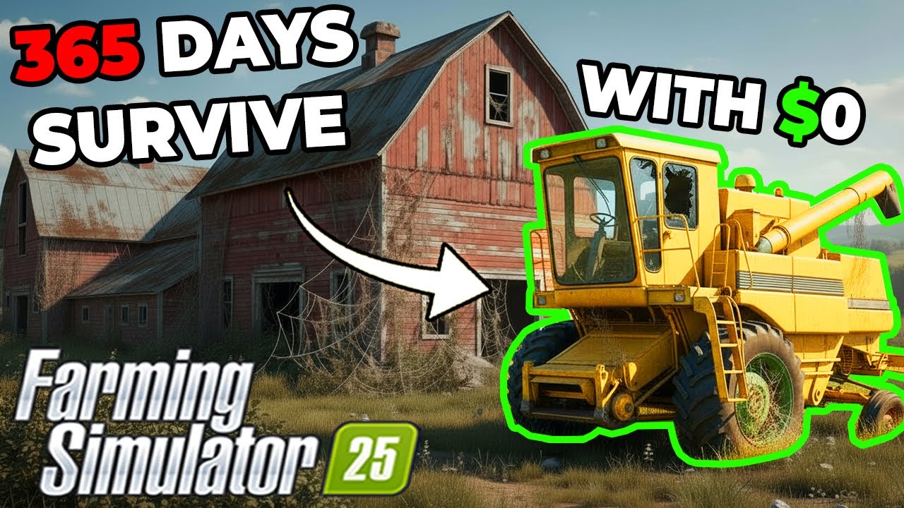 I spent 365 DAYS surviving on the ABANDONED FARM with $0! - Farming Simulator 25