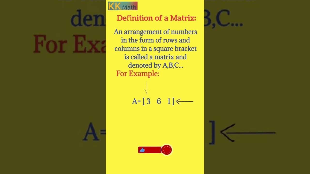 definition of a matrix #math #matrix rows and columns| order of a matrix